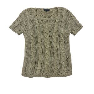 Chester & Peck Summer Open Knit Sweater XL Beige Made in Italy Boho Crochet